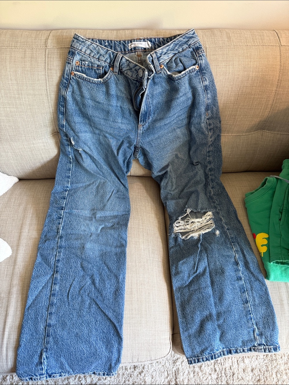Garage Women’s Straight Leg Ripped Blue Jeans